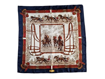 1. Starožitná móda retro móda starožitný šátek hedvábný šátek kůň koně starožitnosti starožitné šperky Antik Kureš antique jewellery antique scarf horse F. Guerin Paris