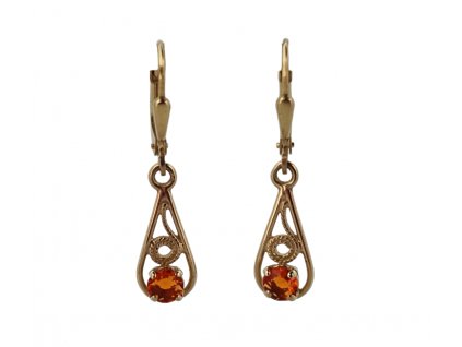 1. Starožitné zlaté náušnice s ohnivým opálem starožitné náušnice ohnivý opál zlato starožitné šperky Antik Kureš starožitnosti antique jewellery art deco antiquities