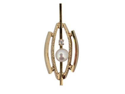 1. Art deco zlatý přívěsek s diamantem a perlou designový starožitný přívěsek starožitné šperky Antik Kureš perlový art deco šperky starožitné přívěsky zlaté šperky diamant