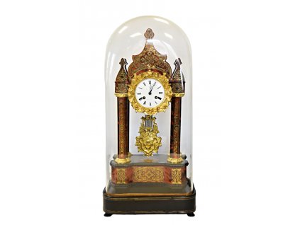 1. Katedrálové hodiny intarzované pod sklem de Boulle Antik Kureš starožitné hodiny antique clock