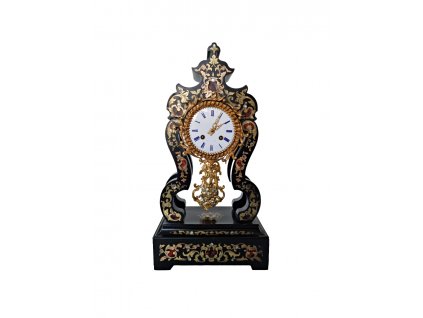 1. Intarzované sloupkové hodiny Antik Kureš starožitné hodiny antique clock