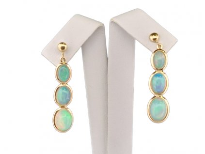 1. Starožitné zlaté náušnice zlaté náušnice opálové náušnice náušnice s opály drahý opál etiopský opál visací náušnice Antik Kureš starožitné šperky starožitnosti