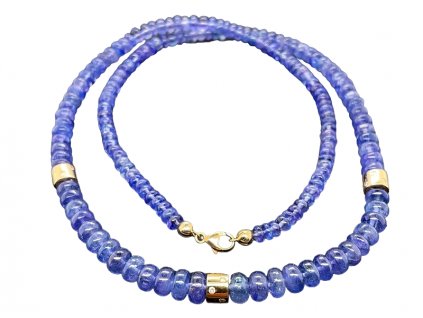 1. Tanzanitový náhrdelník korále tanzanit diamanty zlato starožitné šperky Antik Kureš starožitnosti starožitný náhrdelník náhrdelník s drahokamy tanzanit tansanit investiční