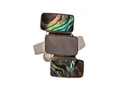 1. Starožitný dámský prsten stříbrný prsten prsten s drahokamy starožitné prsteny perleť abalone prsten s perletí Antik Kureš starožitné šperky starožitnosti