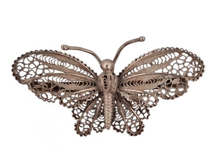 1. Stříbrná filigránová brož motýl motýlek starožitná brož starožitné šperky starožitný šperk art deco brož starožitné šperky Antik Kureš starožitnosti filigrán starožitný motýl