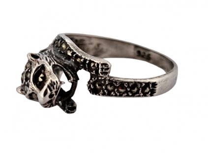 1. Stříbrný starožitný prsten divoká kočka šelma levhart gepard lev tygr starožitné prsteny starožitný prsten starožitné šperky art deco šperky artdekové šperky Antik Kureš