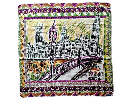 1. Starožitná retro móda starožitný šátek hedvábný šátek pastelový starožitnosti starožitné šperky Antik Kureš scarf Prada Italy city London Westminster Big Ben luxus