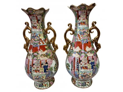 1. Párové čínské vázy čínská váza párové vázy porcelánové vázy starožitnosti starožitný porcelán starožitné vázy starožitná váza Antik Kureš antique pair chinese vase