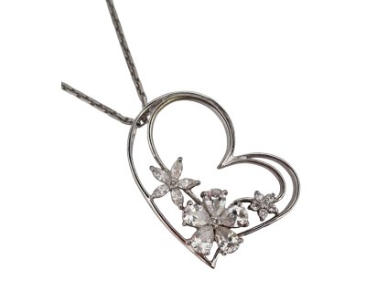 1. Starožitný stříbrný přívěsek květinové srdce náhrdelník srdce srdíčko starožitné šperky Antik Kureš starožitnosti květinový přívěsek přívěsek srdíčko srdce stříbro