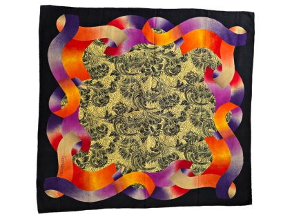 1. Šátek Gianni Versace hedvábný šátek značkový šátek starožitné šperky starožitnosti Antik Kureš retro vintage móda starožitné luxusní šátek Versace barevný šátek