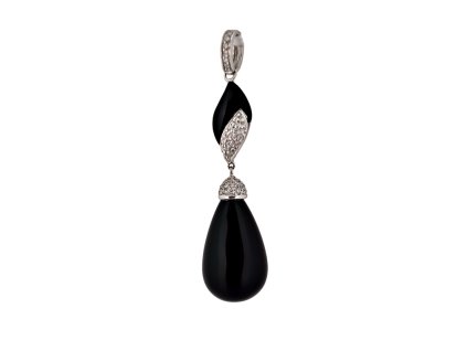 1. Zlatý přívěsek s onyxem a diamanty starožitný přívěsek diamantový přívěsek onyxový přívěsek designový přívěsek starožitné šperky přívěsek s diamanty Antik Kureš
