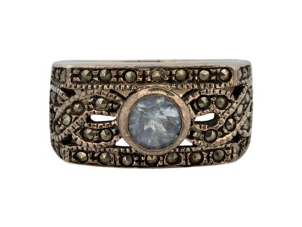 1. Starožitný stříbrný prsten art deco prsten art deco prsteny starožitný prsten starožitné prsteny starožitné šperky art deco šperky topaz markazity Antik Kureš