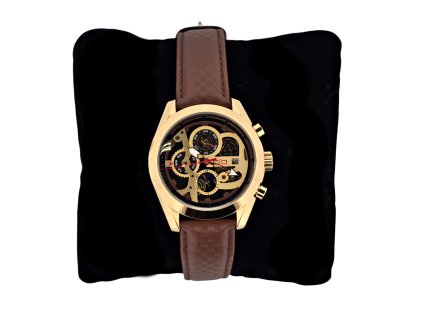 1. Zlaté automatické hodinky extravagantní hodinky luxusní pánské hodiny starožitné hodiny starožitné hodinky starožitnsti Antik Kureš chronografy hnědé hodiny zlaté pánské