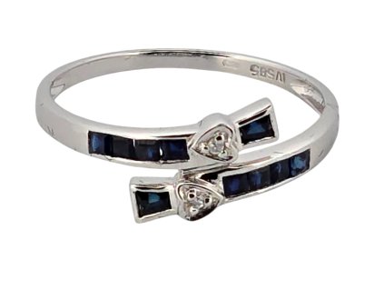 1. Zlatý safírový prsten starožitný prsten starožitné prsteny starožitné šperky safírový prsten diamantový prsten prsten s diamanty Antik Kureš starožitné šperky bílé zlato