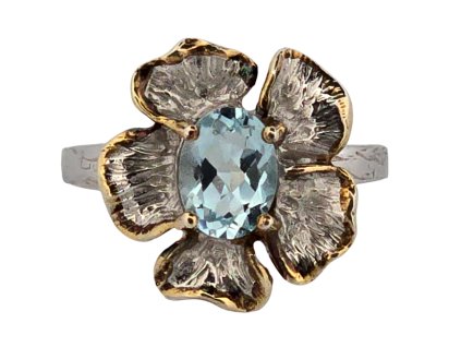 1. Starožitný prsten s topazem prsten květina starožitný prsten starožitné prsteny starožitné šperky Antik Kureš prsten s modrým kamenem modrý topaz prsten kytka květina