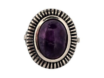 1. Starožitý art deco prsten s ametystem starožitné prsteny starožitné šperky art deco šperky art deco prsteny ametystový prsten s fialovým kamenem Antik Kureš stříbrný