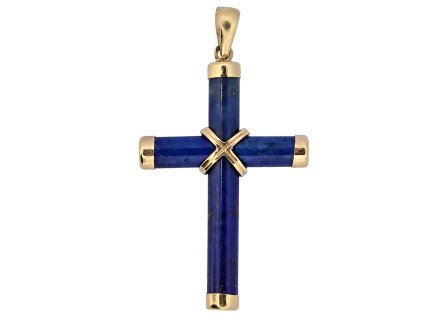 1. Zlatý přívěsek s lapis lazuli kříž křížek šperky s lapis lazuli starožitné šperky starožitný šperk starožitné přívěsky přívěs s lapis lazuli zlatý přívěsek Antik Kureš