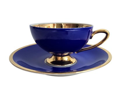 1 starozitny porcelanovy modry salek hrnek hrnicek plankenhammer floss bavaria starozitny porcelan art deco antik kures starozitnosti zlaty kobaltovy