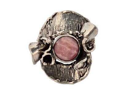 1. Stribrny starozitny prsten s rodochrozitem starozitne prsteny starozitne sperky autorske art deco sperky antik sperky antik prsten Antik Kureš rodochrozit ruzenin ruzovy