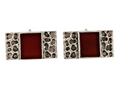 1. Stribrne starozitne art deco manzetove knoflicky knoflicky do kosile s karneolem knoflicky s drahymi kameny starozitne sperky antik sperky art deco Antik Kureš karneol