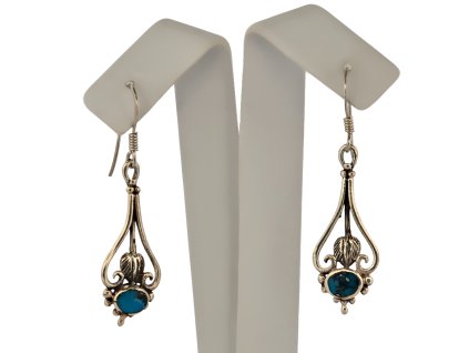 1. Starozitne stribrne nausnice s tyrkysem tyrkysove nausnice starozitne sperky starozitne art deco nausnice antik nausnice Antik Kureš sperky s tyrkysem tyrkys