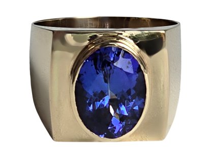 1. Zlaty pansky prsten s tanzanity tanzanitovy prsten tanzanitove sperky sperky s tanzanity tanzanitem tanzanit starozitne sperky velky tanzanit Antik Kureš panske prsteny