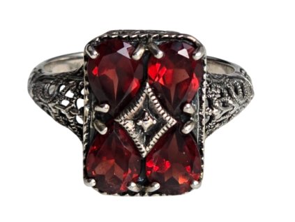 1. Starožitný art deco prsten s granáty granátový prsten starožitné prsteny starožitné šperky antik šperky antik prsteny art deco šperky starožitnosti antik kureš granát