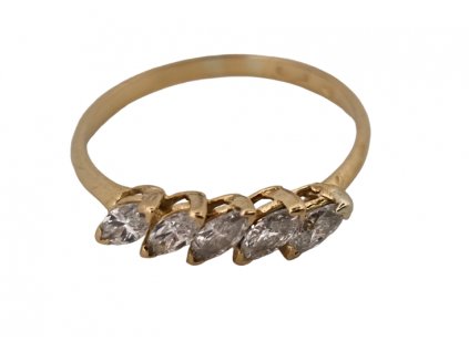 Diamantový prsten navette diamond Antik Kureš starožitné šperky I.