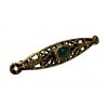 3. Podlouhlá mřížkovaná brož se zeleným kamenem starožitná brož starožitné šperky Antik Kureš antique brooche