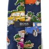 5. Retro vintage kravata s auty Hugo Boss letadla retro móda vintage starožitnosti Antik Kureš starožitná móda auta tie Vogue tie car