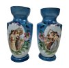 Párové modré vázy Antik Kureš starožitné sklo starožitnosti II.