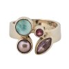 1. Starožitný prsten s drahokamy starožitný prsten starožitné prsteny starožitné šperky starožitný šperk Antik Kureš prsten s larimarem turmalínem ametystem perlou drahokamy