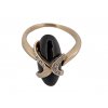 Zlatý prsten s onyxem a diamanty Antik Kureš starožitné šperky V.