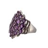Stříbrný masivní prsten s ametysty a topazy Antik Kureš starožitné šperky III.