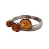 Stříbrný prsten se třemi jantary jantar amber Antik Kureš starožitné šperky II.