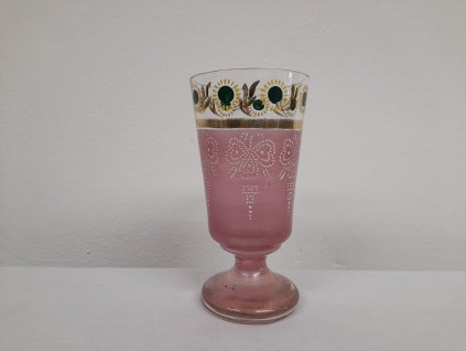 Velká růžová grogovka - starožitná sklenka, sklenička