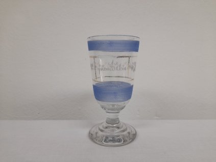Modrá grogovka - Na památku, starožitná sklenička, sklenka