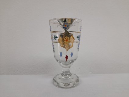 Secesní zlacená grogovka, starožitná sklenka, sklenička