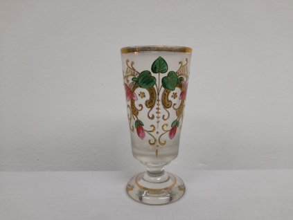 Velká zlacená grogovka, starožitná sklenka, sklenička