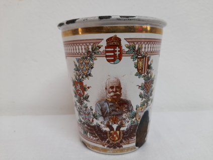Císař Franz Josef smaltovaný plechový pohárek
