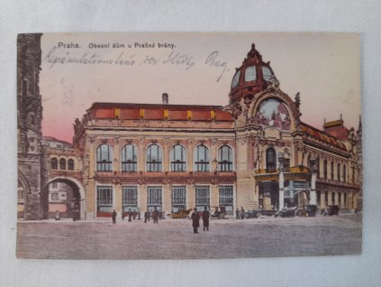 Starý pohled Obecní dům u Prašné brány Praha