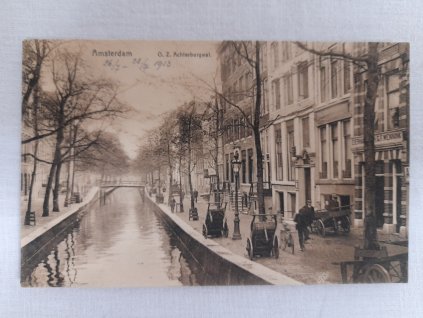 Starý pohled Amsterdam O.Z. Achterburgwal