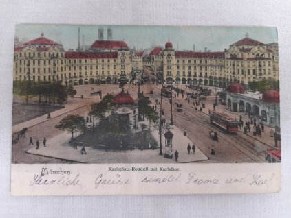 Starý pohled München Karlsplatz, Mnichov