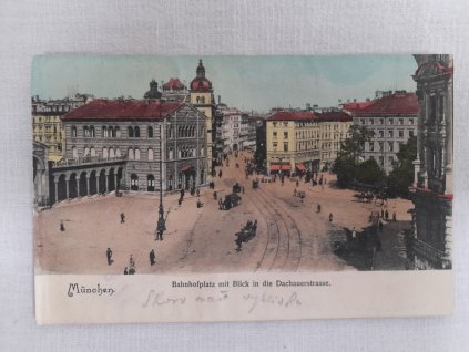 Starý pohled München Banhofplatz, Mnichov