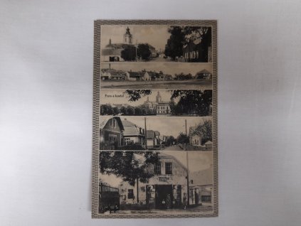 Starý pohled Pozdrav z Bezna, Bezno fara a kostel