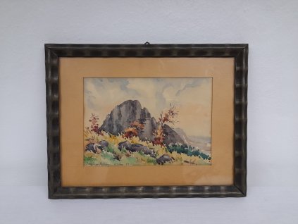 Obraz, horská krajina, akvarel