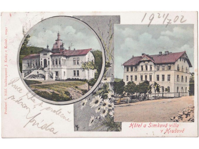 Hotel a Šimkova villa v Hrušově