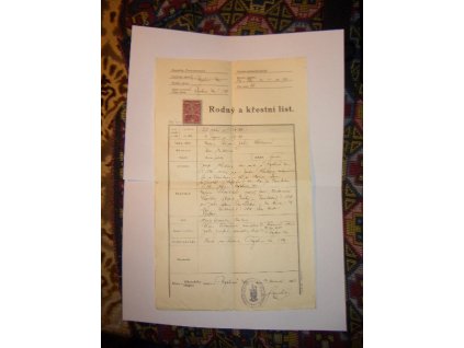 Rodný a křestní list 1934