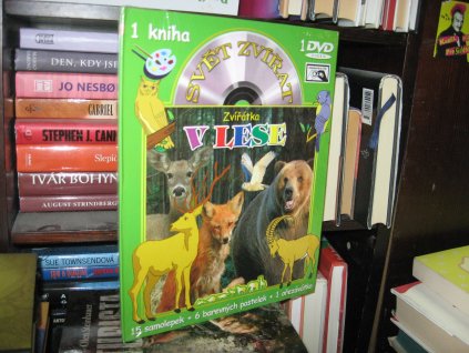 Svět zvířat - Zvířátka v lese (kniha omalovánek s DVD). 15 samolepek, 6 barevných pastelek + 1 ořezávátko