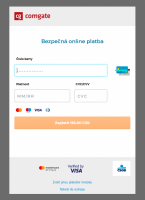  Rozhraní platební brány Comgate při online platbě kartou.